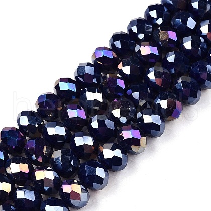 Electroplate Glass Beads Strands EGLA-A044-P8mm-B07-1