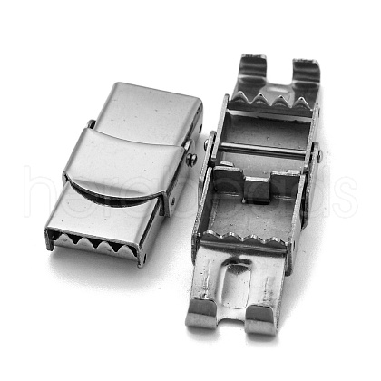Non-Tarnish 201 Stainless Steel Watch Band Clasps X-STAS-C006-1-02-1