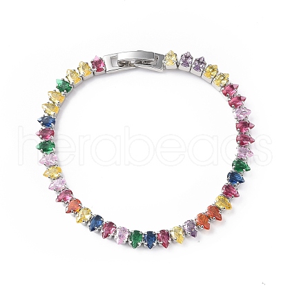 Cubic Zirconia Tennis Bracelet BJEW-L652-24P-01-1