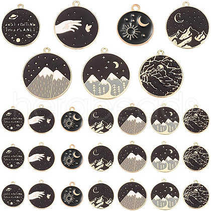   42Pcs 7 Styles Alloy Enamel Pendants ENAM-PH0002-82-1