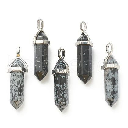 Natural Snowflake Obsidian Pendants G-M378-01P-A09-1