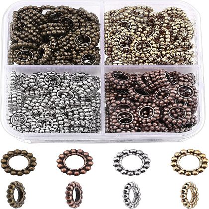  400Pcs 4 Style Tibetan Style Alloy Beads TIBE-NB0001-24-1