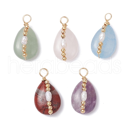 5Pcs Copper Wire Wrapped Natural Amethyst PALLOY-JF03645-1