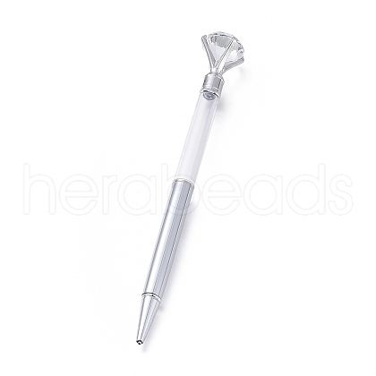 Big Diamond Empty Tube Black Ink Ballpoint Pens AJEW-K028-B08-1
