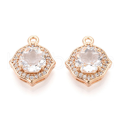 Brass Micro Pave Cubic Zirconia Pendants KK-T076-04KCG-02-1