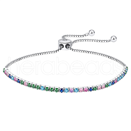 Anti-Tarnish Colorful Cubic Zirconia Tennis Bracelet BJEW-I314-003P-1
