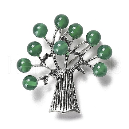 Resin Imitation Agate Tree Brooches JEWB-M033-01AS-02-1