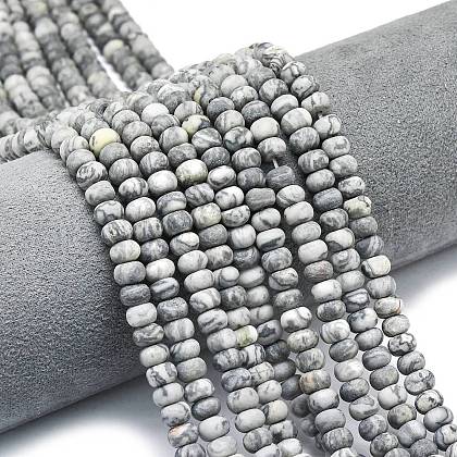 Natural Map Stone Beads Strands G-P575-A22-6x4mm-01-1