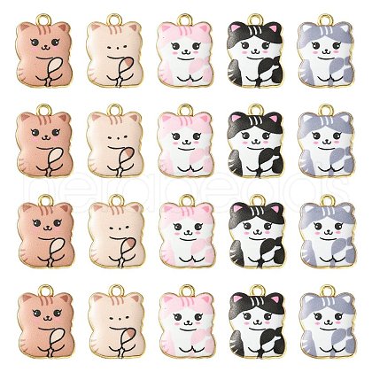 30Pcs 5 Style Printed Alloy Pendants ENAM-CJ0005-51-1