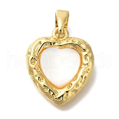 Brass Pave Natural White Shell Pendants KK-K388-78G-1