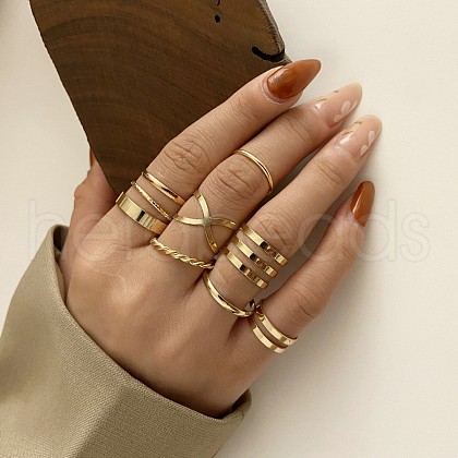 10Pcs Alloy with Crystal Rhinestone Finger Rings WG3531F-17-1