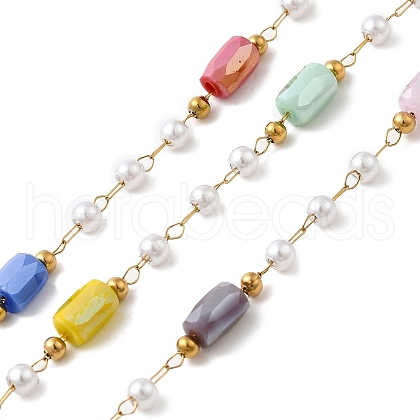 Handmade 304 Stainless Steel Beaded Chains CHS-L031-09G-1
