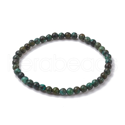 4.5mm Natural African Turquoise(Jasper) Round Beaded Stretch Bracelets BJEW-JB10855-01-1