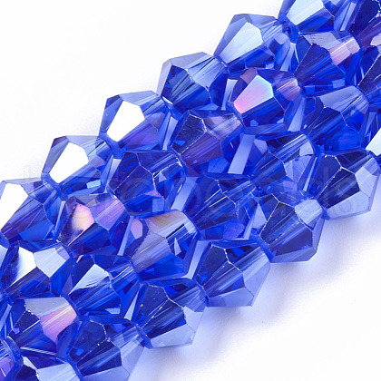 Electroplate Glass Beads Strands EGLA-Q118-8mm-B25-1