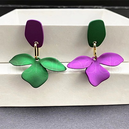 Flower Alloy Dangle Stud Earrings FS-WGCC3B4-02-1
