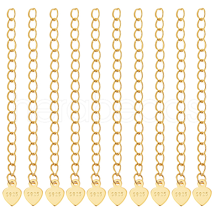 Beebeecraft 10Pcs 925 Sterling Silver Curb Chain Extenders STER-BBC0007-94B-1