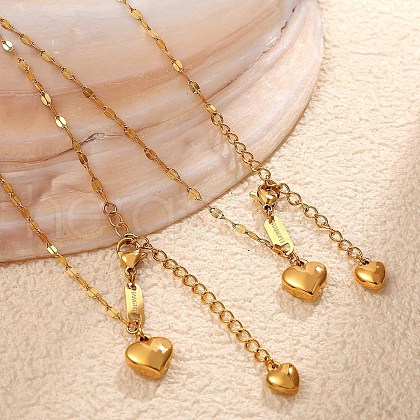 304 Stainless Steel Double Heart Pendant Necklaces for Women NJEW-U045-01G-1