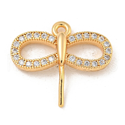 Brass Micro Pave Clear Cubic Zirconia Pendants KK-Z057-03G-1