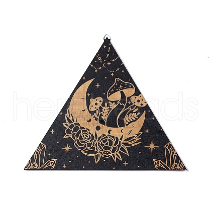 Triangle Rustic Boho Wooden Wall-Mounted Decorations AJEW-L091-B04-1