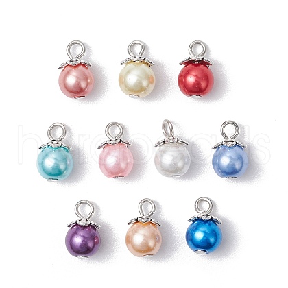 10Pcs Glass Pendants PALLOY-JF03709-01-1