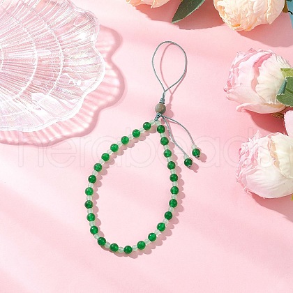 Natural & Dyed Malaysia Jade Mobile Straps HJEW-JM03418-03-1