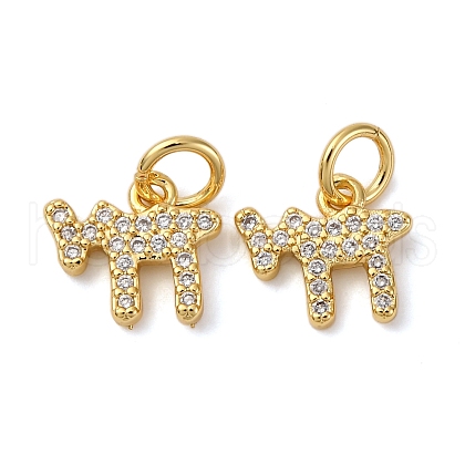 Brass Micro Pave Cubic Zirconia Chai Charms KK-P308-62G-1