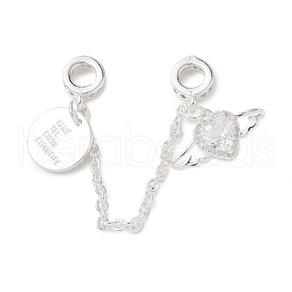 Brass Micro Pave Clear Cubic Zirconia Cable Chain European Beads KK-G531-07B-S-1