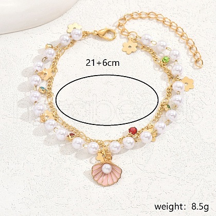 Shell Flower Charm Multi-layer Anklets for Women CW6045-1