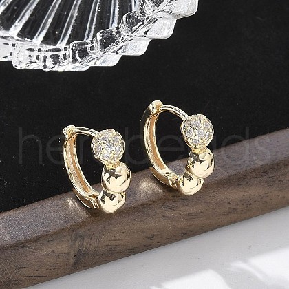 Brass Clear Cubic Zirconia Hoop Earrings EJEW-Q014-07G-1