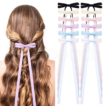 CRASPIRE Big Bowknot Polyester Alligator Hair Clips AJEW-CP0008-39D-1