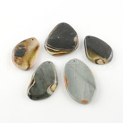 Nuggets Natural Ocean Jasper Pendants G-R275-166-1