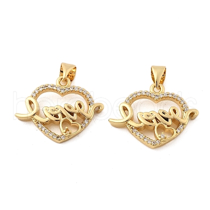 Brass Micro Pave Cubic Zirconia Pendants KK-R229-11G-C-1