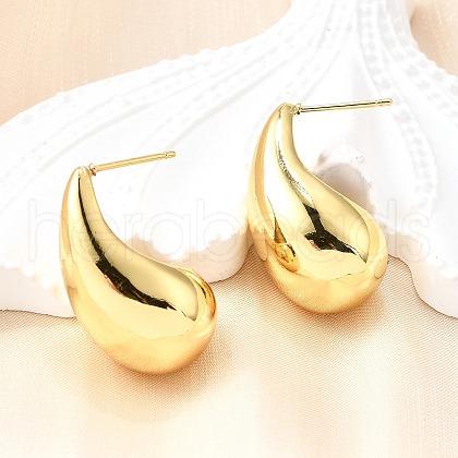 Rack Plating Brass Twist Teardrop Stud Earrings for Women EJEW-K247-02G-1