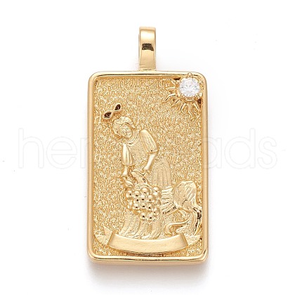 Brass Micro Pave Clear Cubic Zirconia Pendants ZIRC-Z004-01R-1