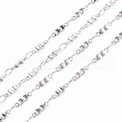 201 Stainless Steel Glasses Shape & Oval Link Chains STAS-N092-113-1