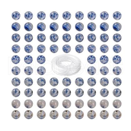 100Pcs 8mm Natural Blue Spot Jasper Round Beads DIY-LS0002-62-1