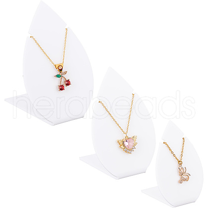 3Pcs 3 Sizes Opaque Acrylic Slant Back Necklace Display Stands NDIS-WH0012-13-1