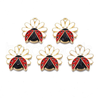 Rack Plating Alloy Enamel Pendants ENAM-N055-057C-1