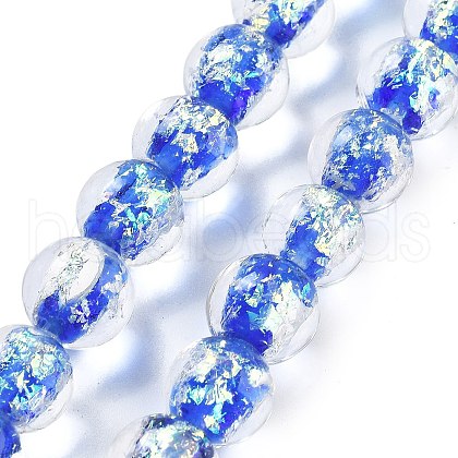 Handmade Foil Lampwork Beads Strands FOIL-K003-06B-24-1
