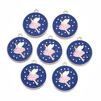 Rack Plating Alloy Enamel Pendants ENAM-N055-081-1