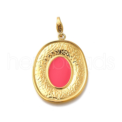 Oval 304 Stainless Steel Enamel Pendant Decorations STAS-R159-47G-01-1