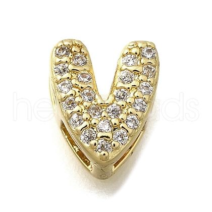 Brass Micro Pave Cubic Zirconia Letter Multi-Strand Links KK-D295-32G-22-1