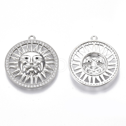 Brass Micro Pave Cubic Zirconia Pendants KK-R126-049P-NF-1