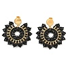 304 Stainless Steel & Bohemian Beaded Flower Dangle Stud Earrings for Women EJEW-R001-04A-2