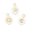 3Pcs 3 Styles Natural Freshwater Shell Flat Round Charms PALLOY-JF04018-02-1
