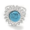 304 Stainless Steel Synthetic Turquoise Cuff Rings G-Z056-08P-02-2