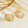 Elegant Brass Clear Cubic Zirconia Oval Hoop Earrings VO8748-1-2