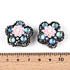 Flower Shape Polymer Clay Rhinestone Beads CLAY-U023-01H-3