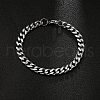 201 Stainless Steel Curb Chain Bracelets with Lobster Claw Clasps for Men BJEW-P316-01B-P-3