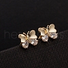 Real 18K Gold Plated Butterfly Brass Cubic Zirconia Stud Earrings EJEW-EE0001-221-2